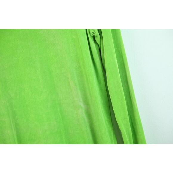 Vintage Small Shirt Y2K Clingy Rhinestone Lime Green Neon Rave Brat Maximalist - Picture 11 of 11